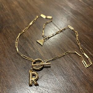 Serena Gold Initial 'R' Necklace